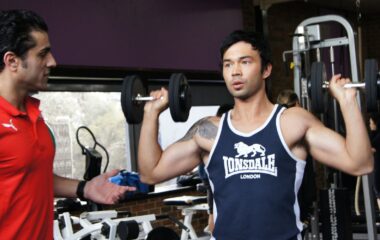 Personal Trainer Kaywan with a client working on achieving his strength and fitness goals